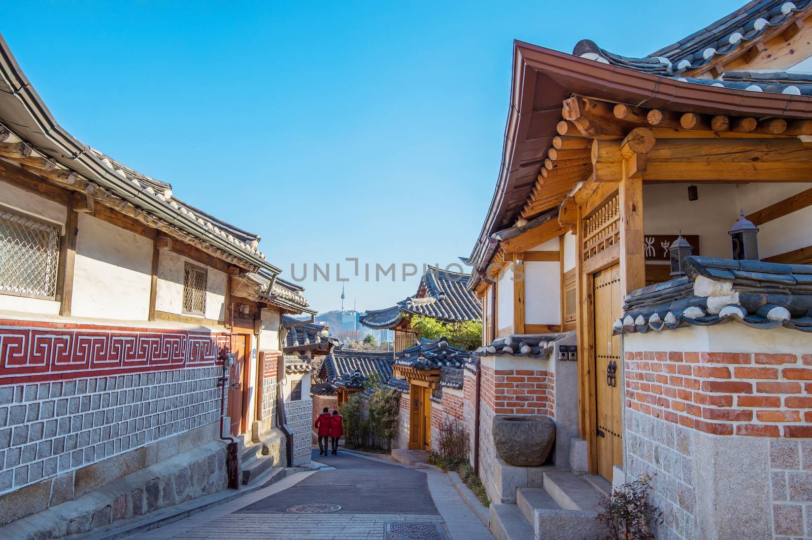 Bukchon Hanok Village,Traditional Korean style architecture in S by gutarphotoghaphy