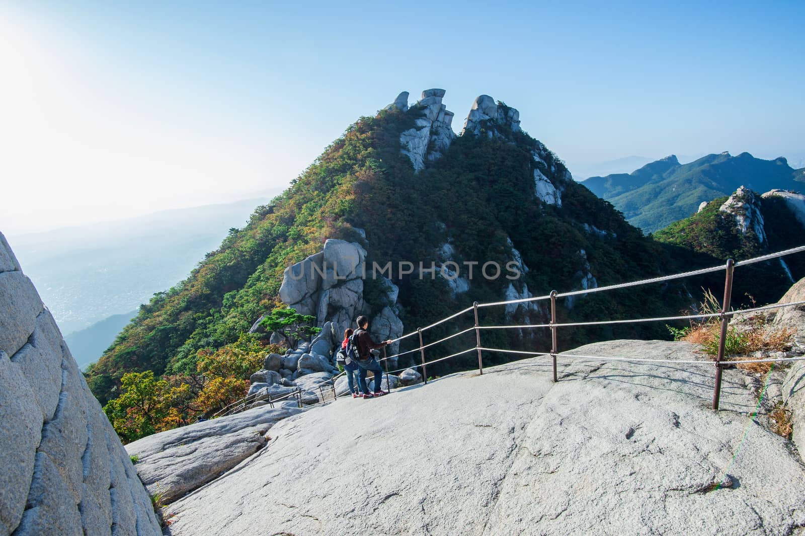 SEOUL, SOUTH KOREA - SEP 27: Climbers and Tourists on Bukhansan mountain. Photo taken on Sep 27, 2015 in Seoul, South Korea.