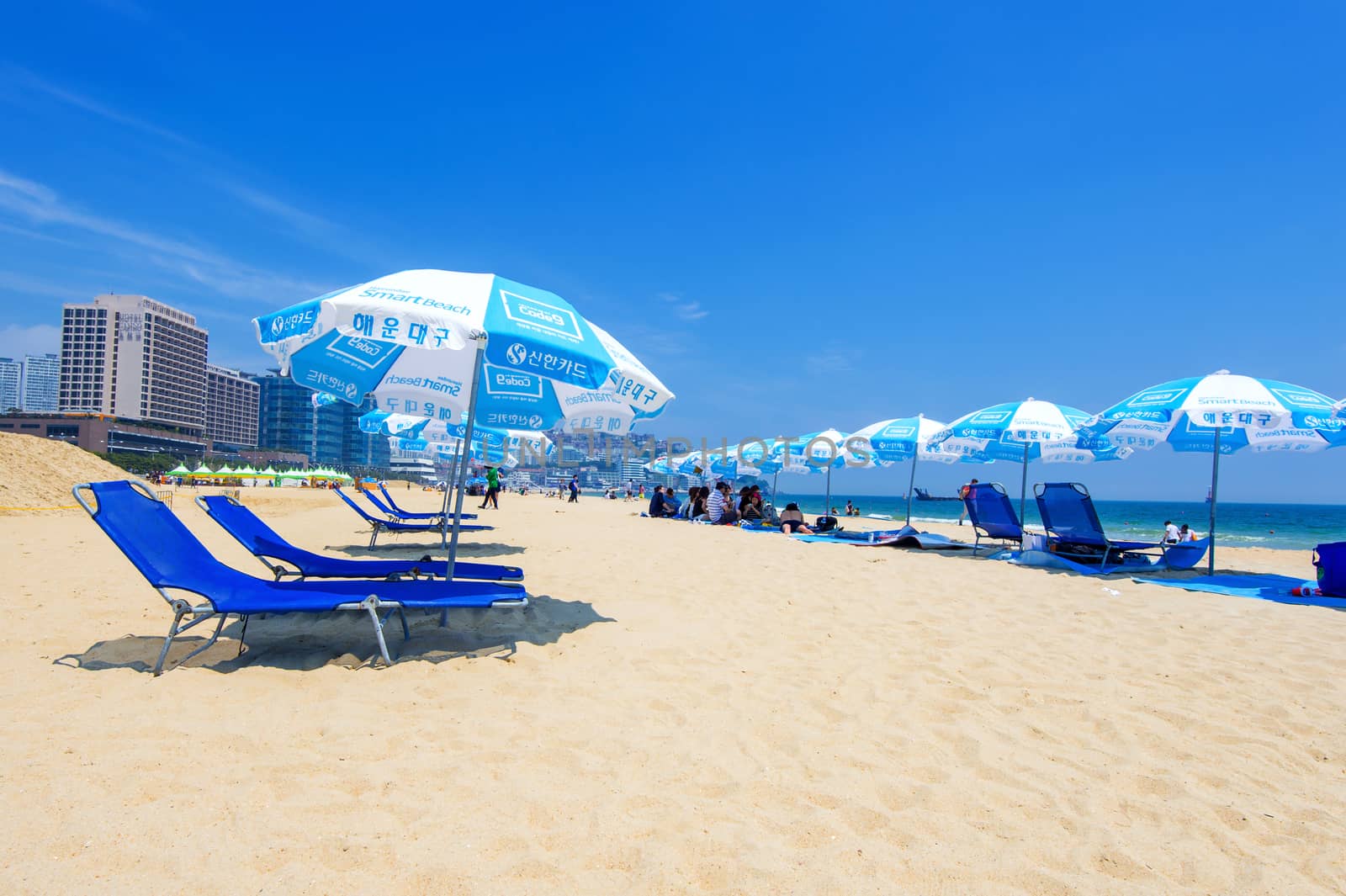BUSAN, SOUTH KOREA - JUNE 1: Haeundae beach one of the popular beaches of Busan on June 1, 2015 in Busan, South Korea.
