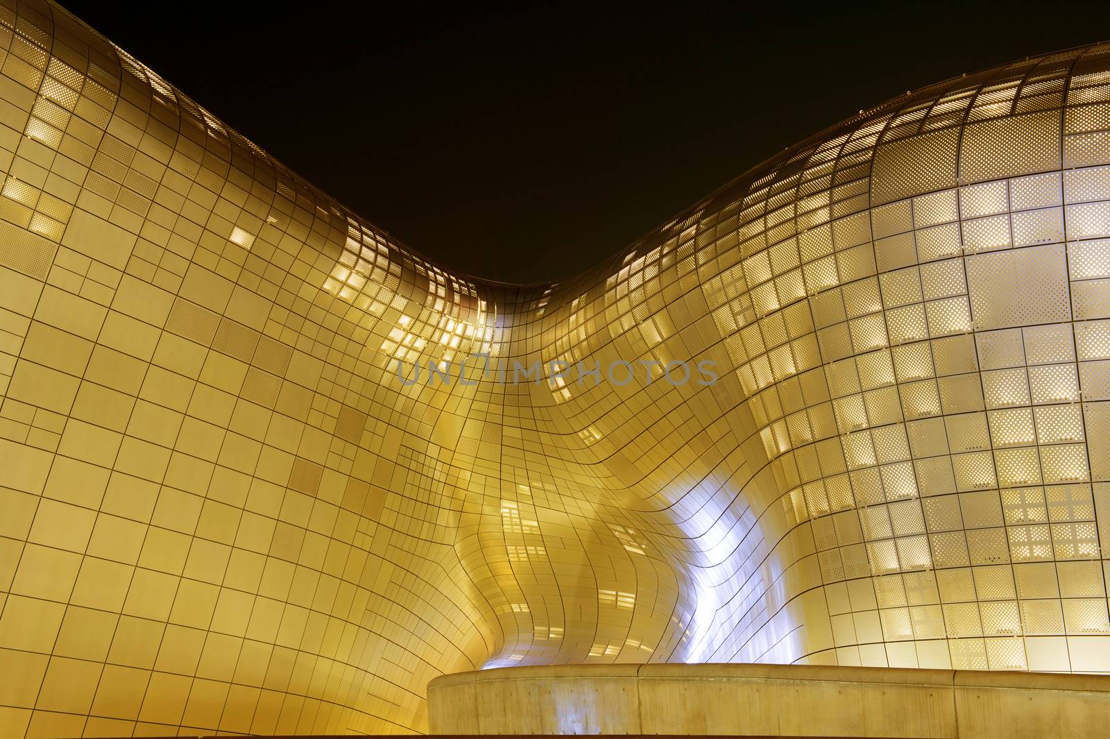 SEOUL, SOUTH KOREA - FEBRUARY 3: Dongdaemun Design Plaza is a modern architecture in Seoul designed by Zaha Hadid. Photo taken February 3,2015 in Seoul, South Korea.