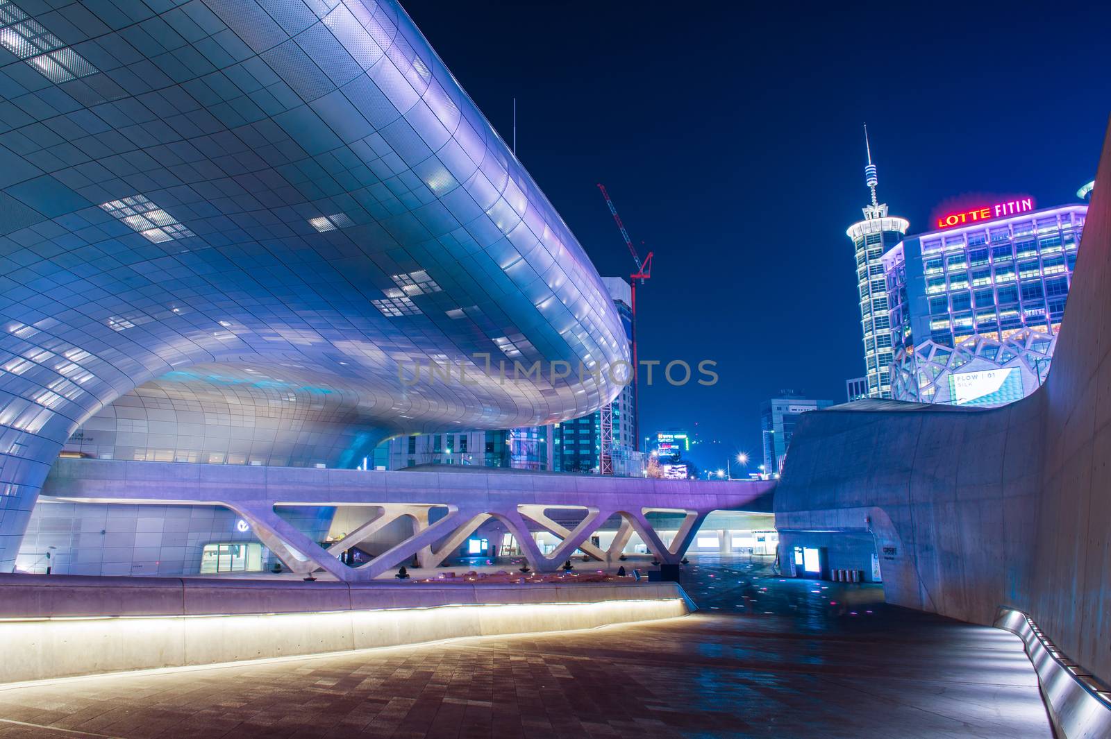 SEOUL, SOUTH KOREA - FEBRUARY 3: Dongdaemun Design Plaza is a modern architecture in Seoul designed by Zaha Hadid. Photo taken February 3,2015 in Seoul, South Korea.