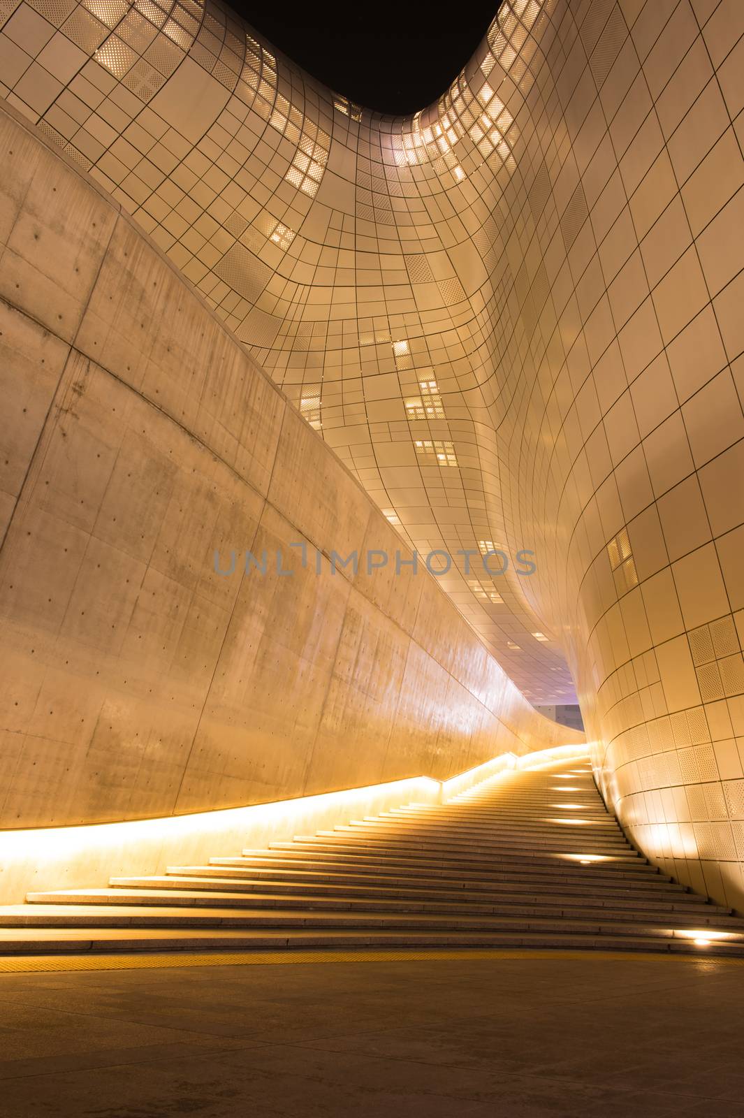 SEOUL, SOUTH KOREA - FEBRUARY 3: Dongdaemun Design Plaza is a modern architecture in Seoul designed by Zaha Hadid. Photo taken February 3,2015 in Seoul, South Korea.