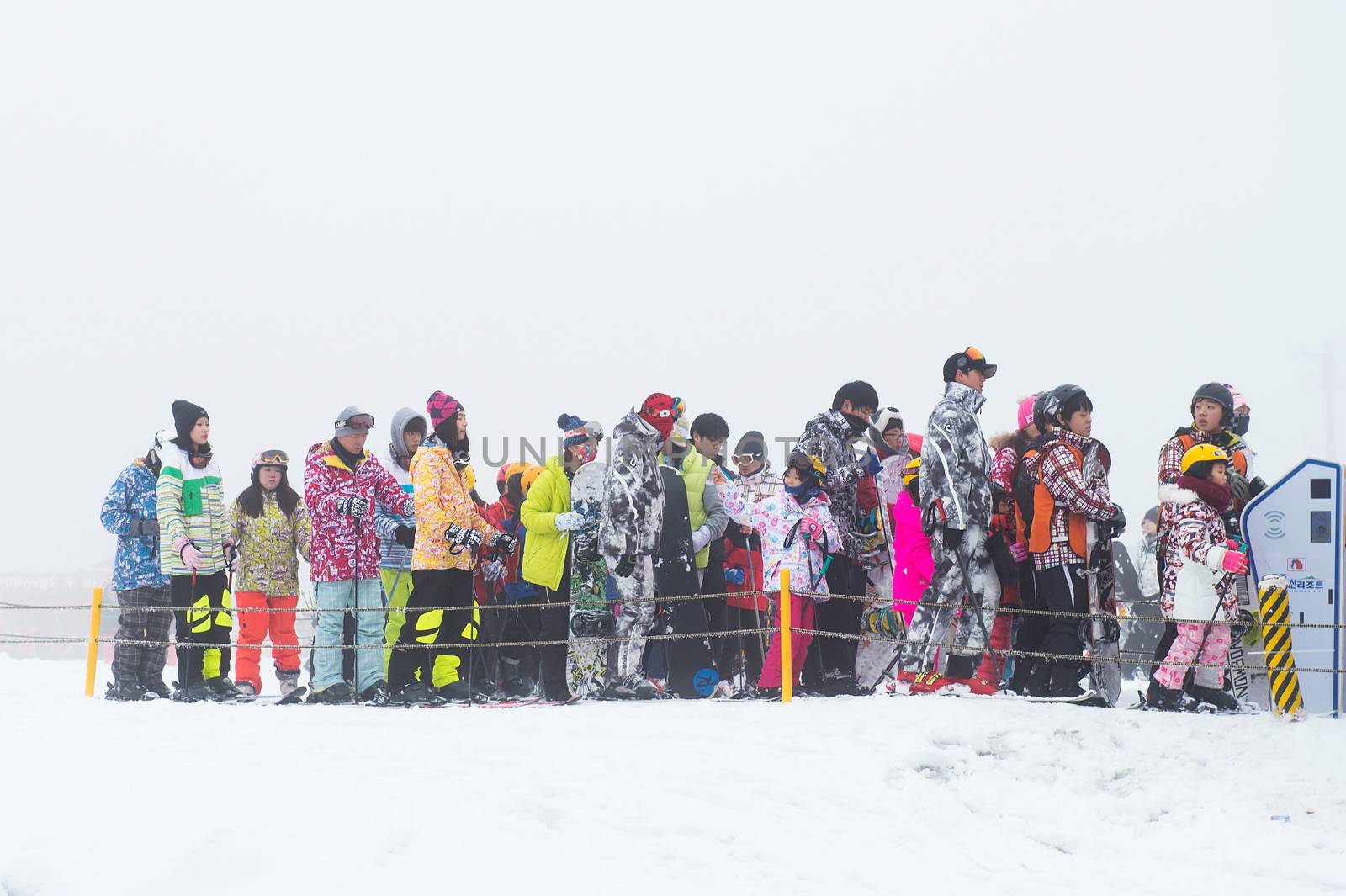 Skiers and Tourists in Deogyusan Ski Resort on Deogyusan mountains,South Korea. by gutarphotoghaphy