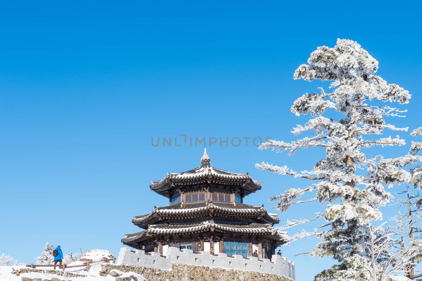 Tourists taking photos of the beautiful scenery around Deogyusan,South Korea. by gutarphotoghaphy