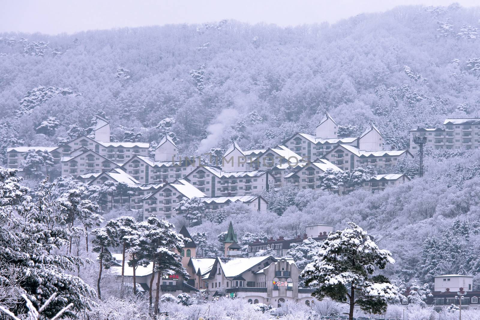 DEOGYUSAN,KOREA - JANUARY 23: View of Deogyusan Resort in winter,South Korea on January 23, 2015.