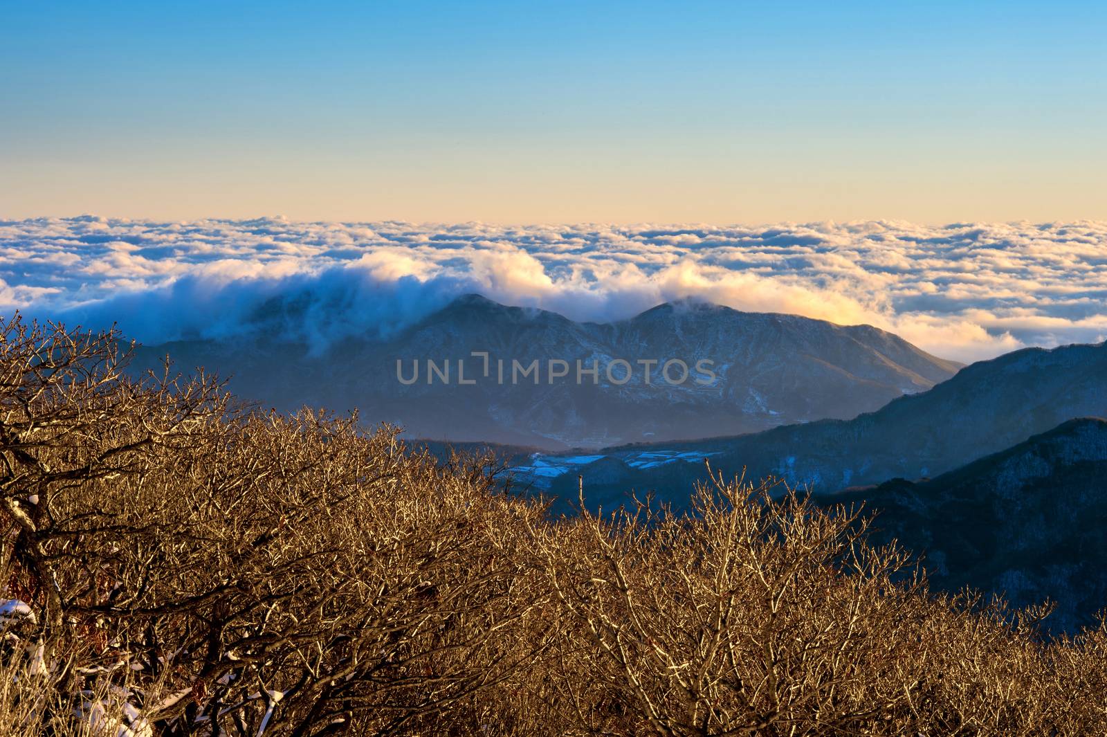 Seoraksan mountains is covered by morning fog and sunrise in Seo by gutarphotoghaphy