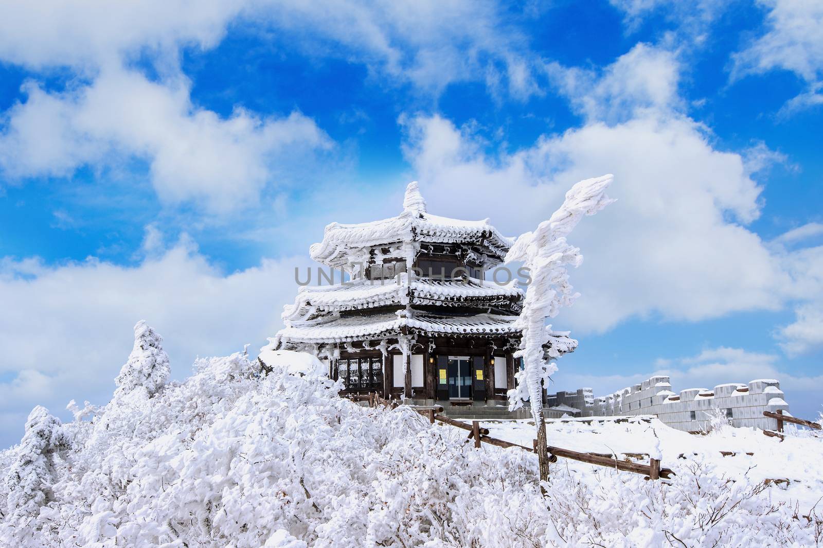Deogyusan mountains is covered by snow in winter,South Korea.