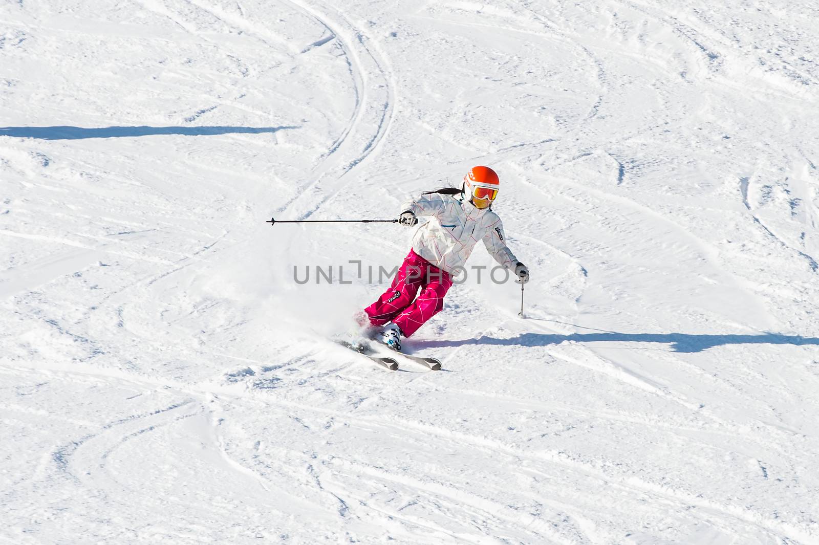 DEOGYUSAN,KOREA - JANUARY 1: Skier skiing on Deogyusan Ski Resort in winter,South Korea on January 1, 2016.