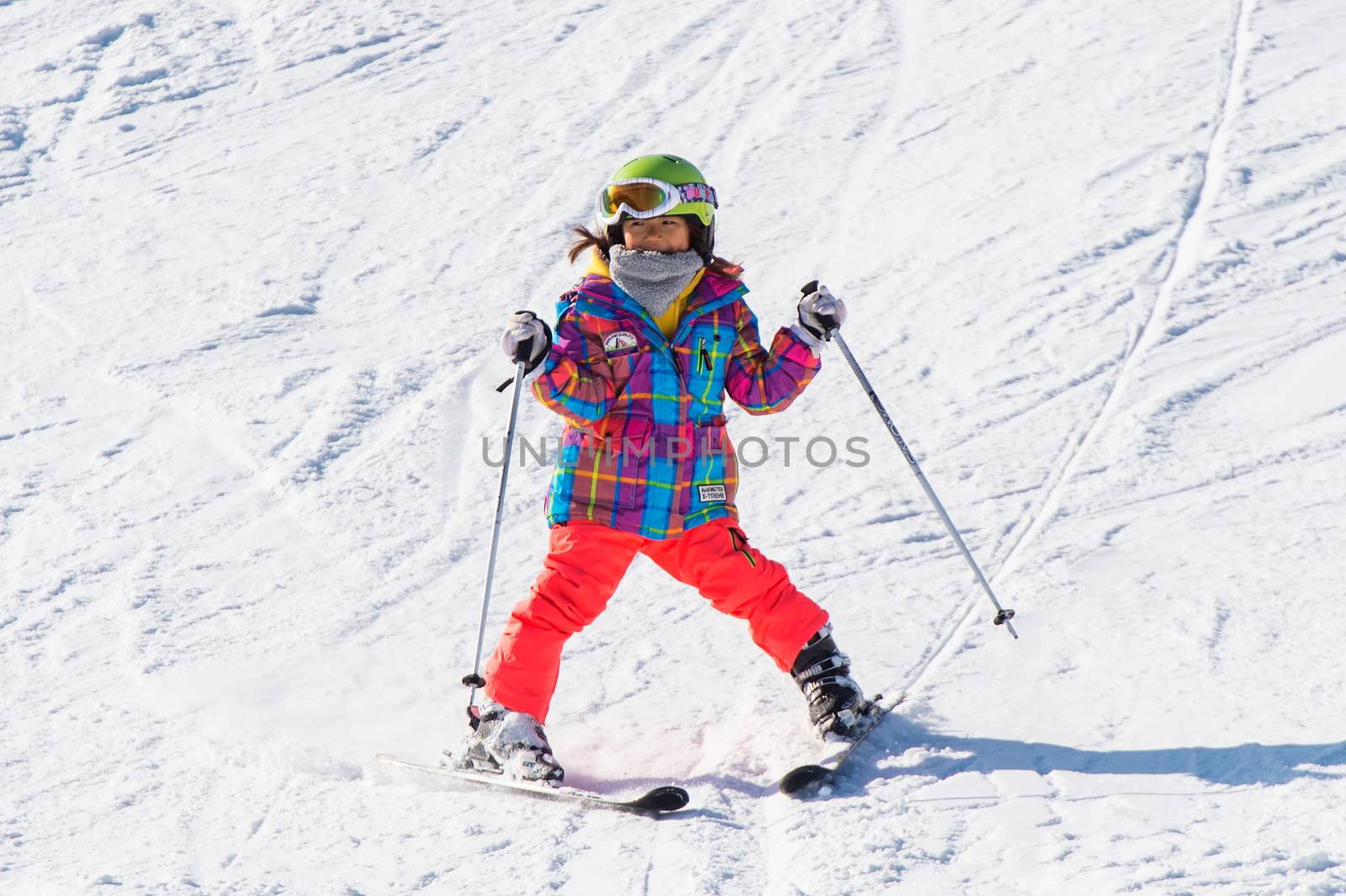 DEOGYUSAN,KOREA - JANUARY 1: Skier skiing on Deogyusan Ski Resort in winter,South Korea on January 1, 2016.