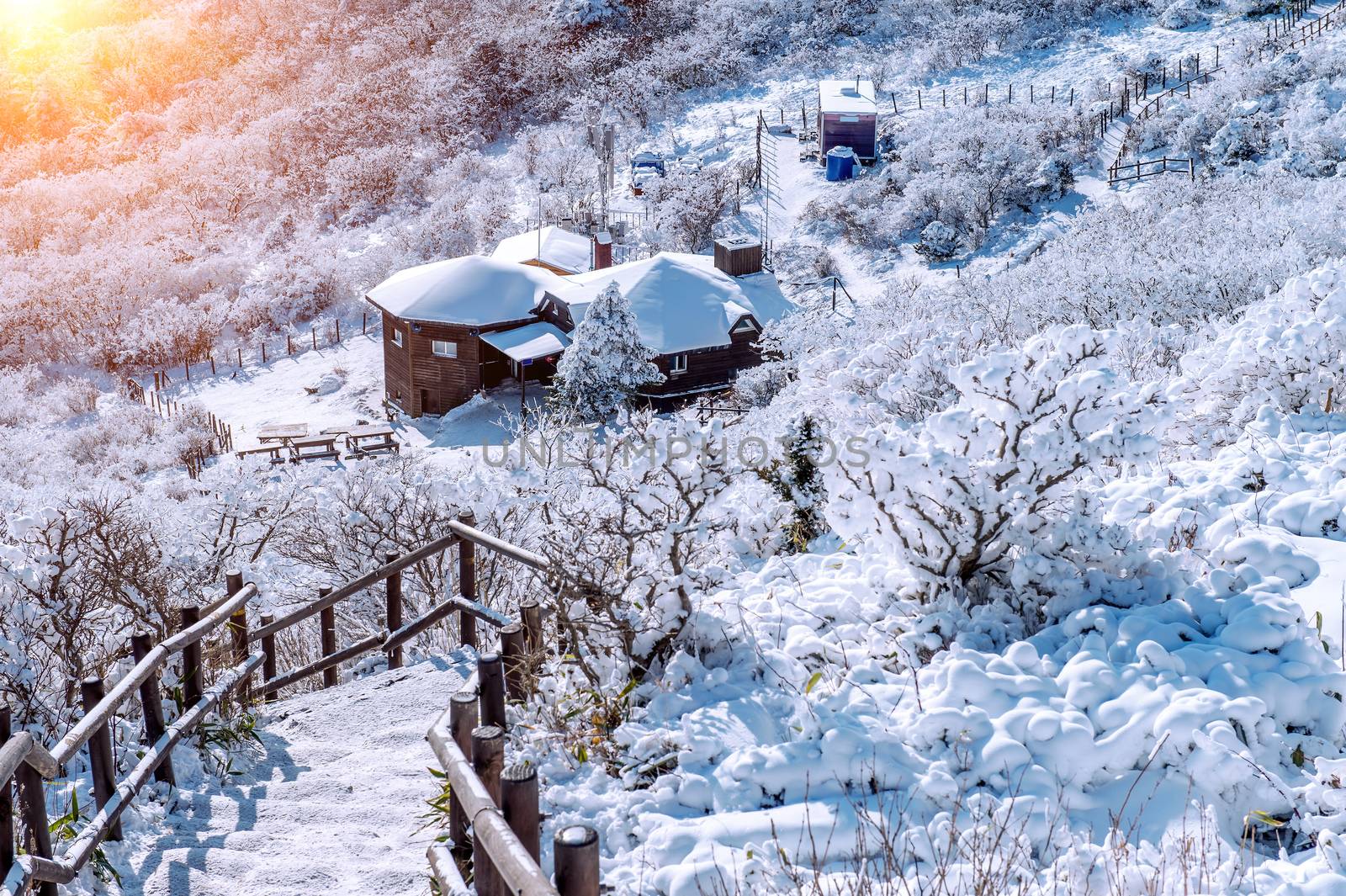 Deogyusan mountains is covered by snow in winter,South Korea.