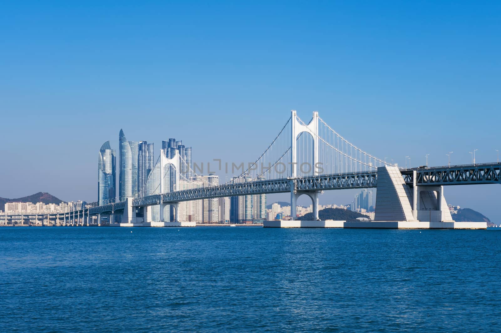 Gwangan bridge and Haeundae in Busan,Korea