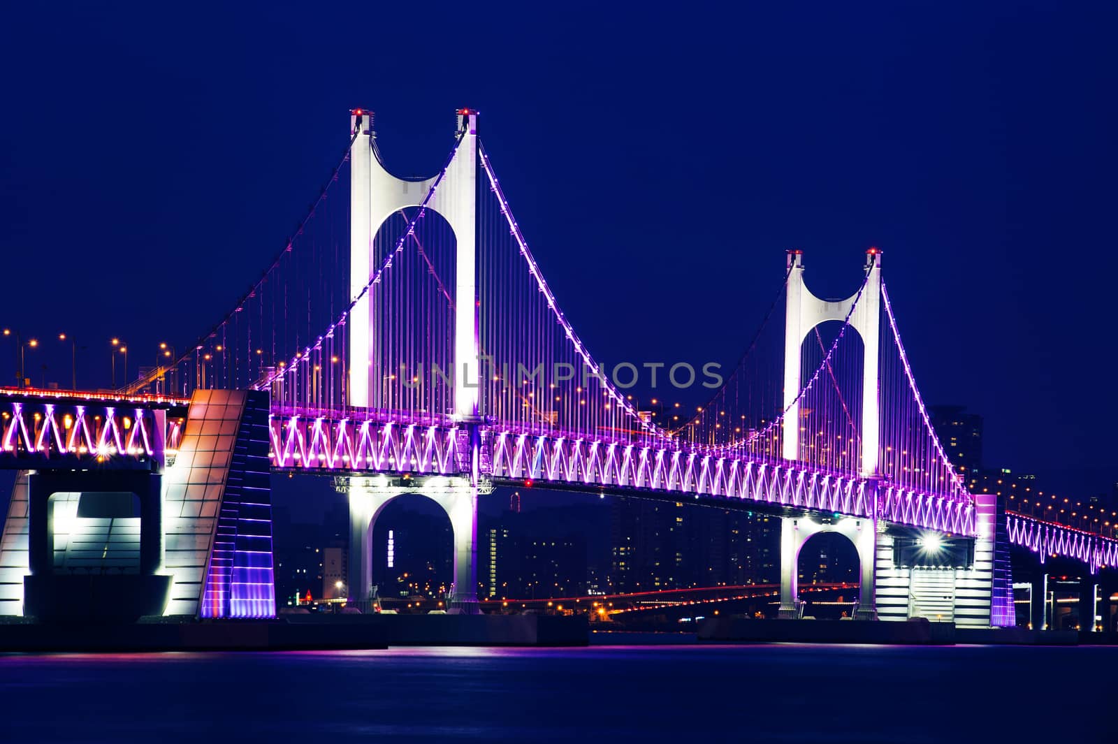 GwangAn Bridge and Haeundae at night in Busan,Korea