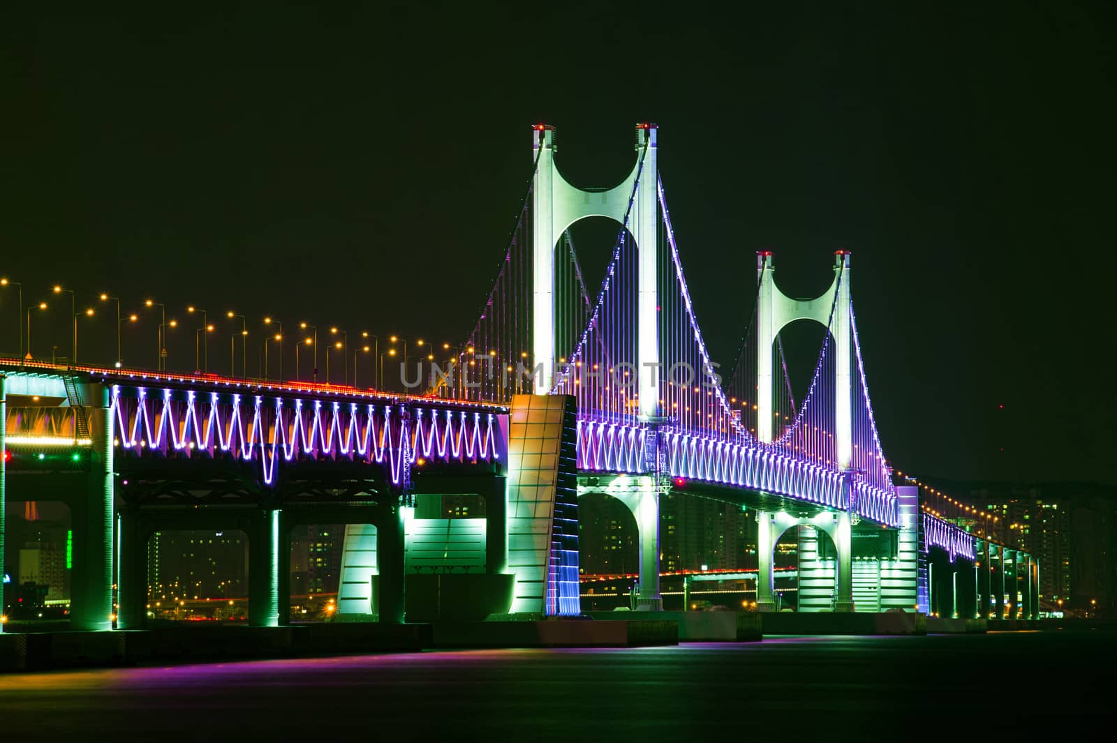 GwangAn Bridge and Haeundae at night in Busan,Korea by gutarphotoghaphy