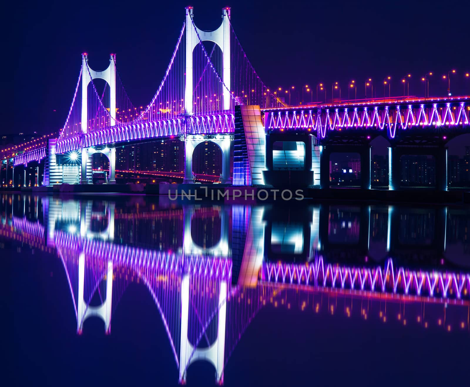 GwangAn Bridge and Haeundae at night in Busan,Korea by gutarphotoghaphy