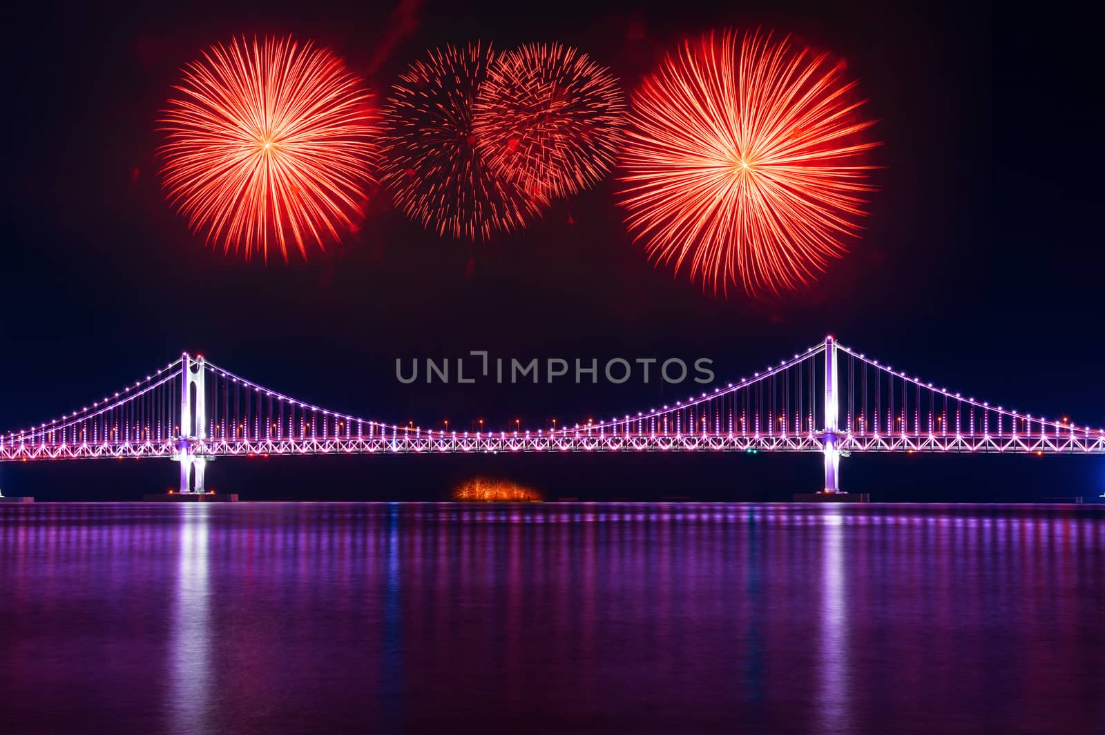 Gwangan Bridge at night in Busan, South Korea. by gutarphotoghaphy