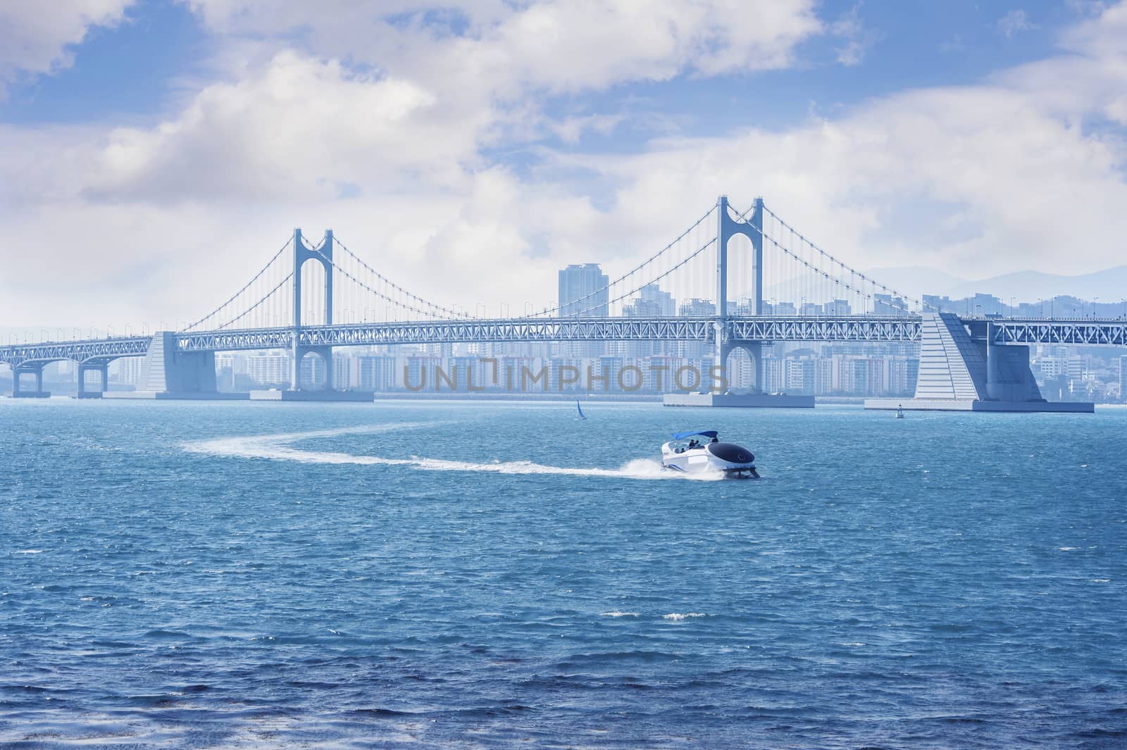 Gwangan bridge and Haeundae in Busan,Korea