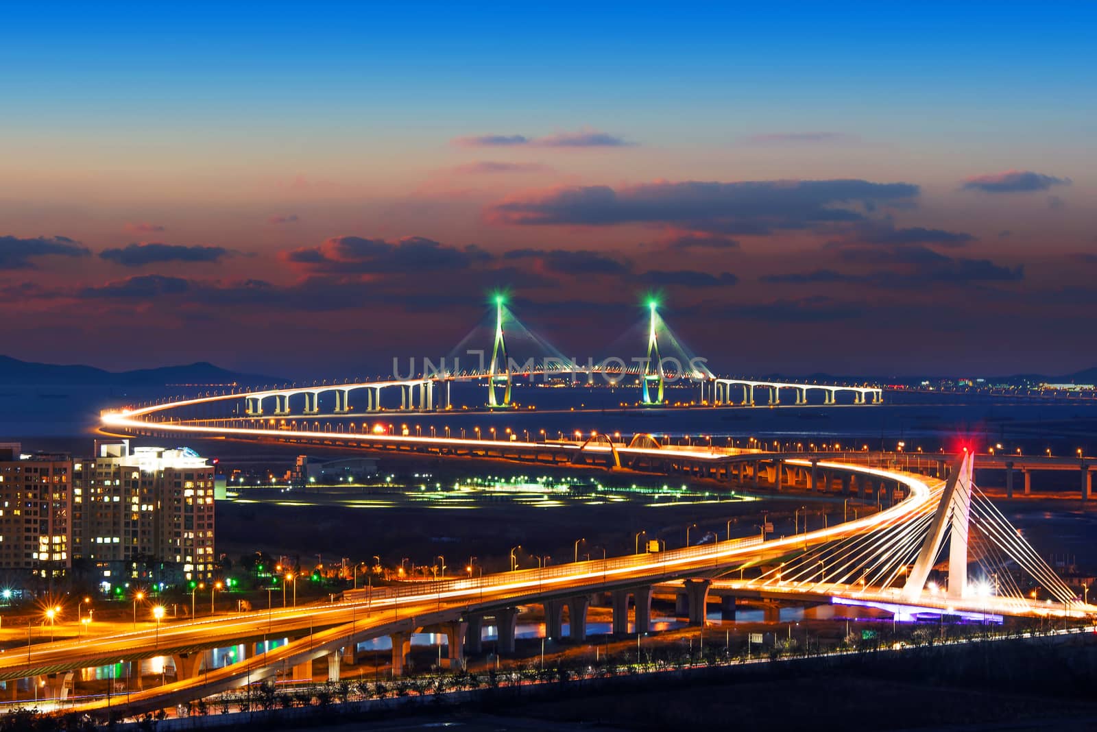 Cityscape of incheon bridge in korea by gutarphotoghaphy