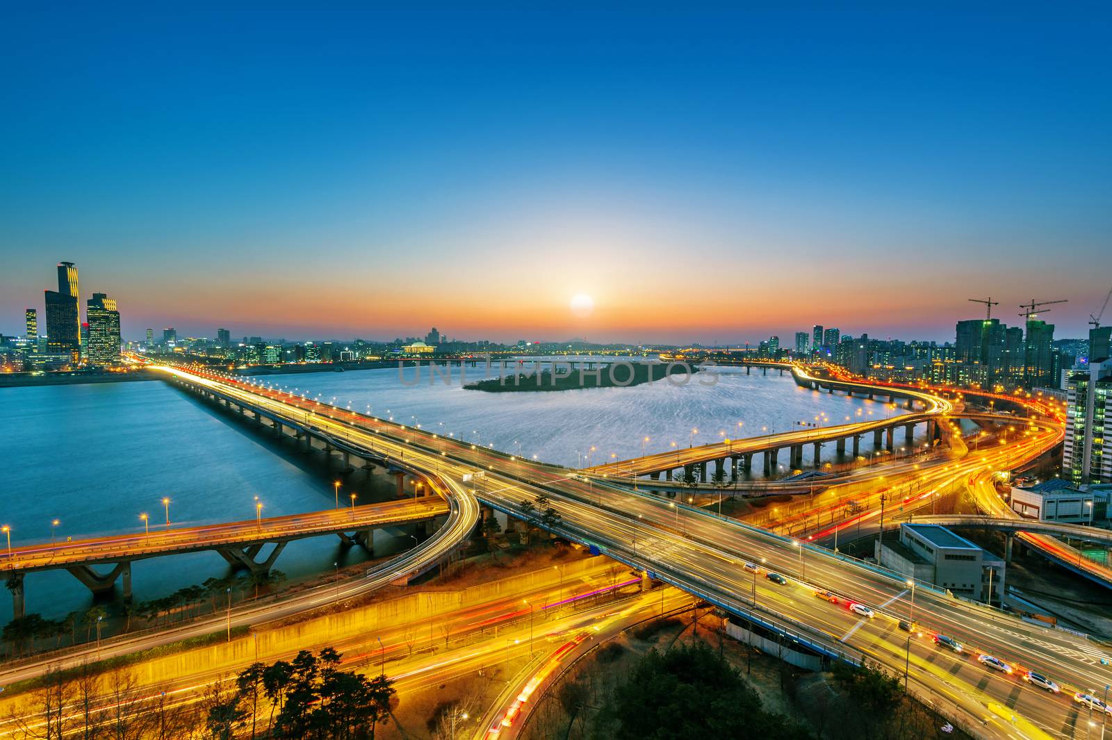 Mapo bridge and Seoul cityscape in Korea. by gutarphotoghaphy