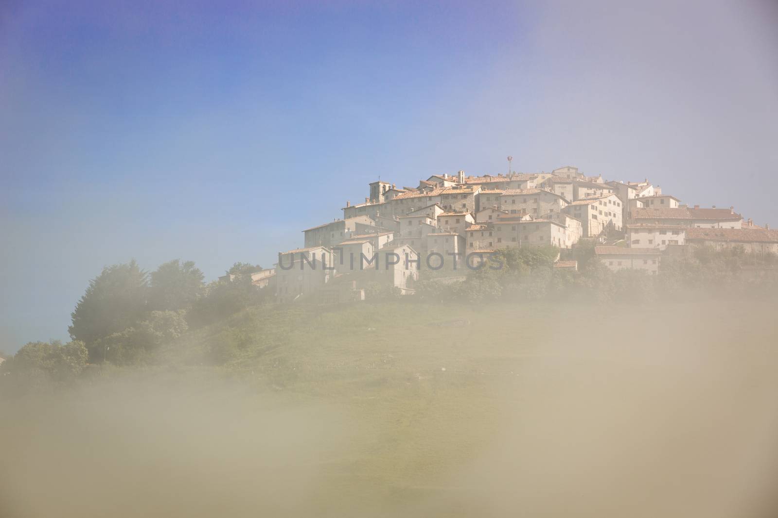 Castelluccio in morning fog, Piano Grande, Umbria, Italy