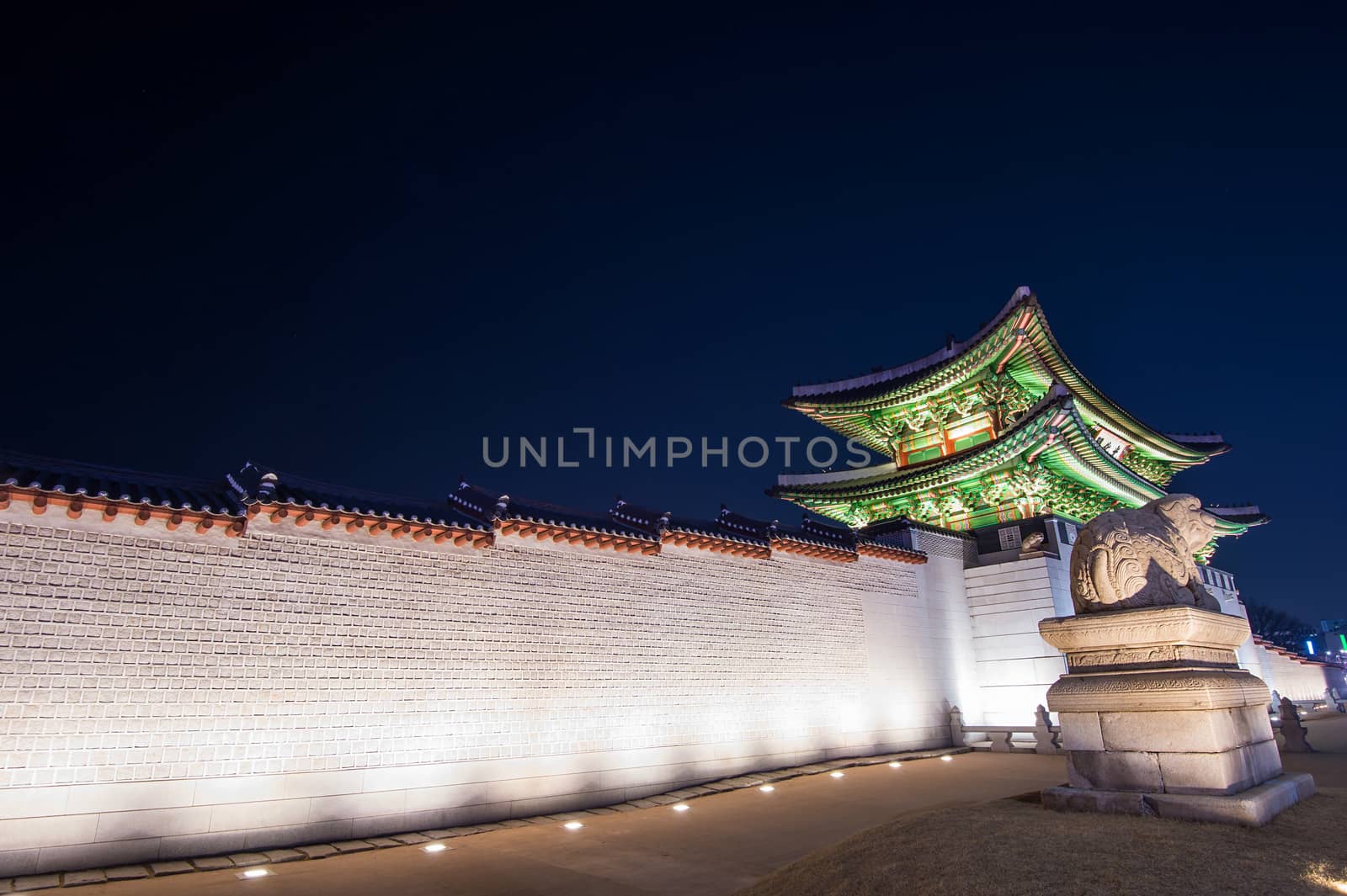 Geyongbokgung Palace at night in Seoul, South Korea. by gutarphotoghaphy