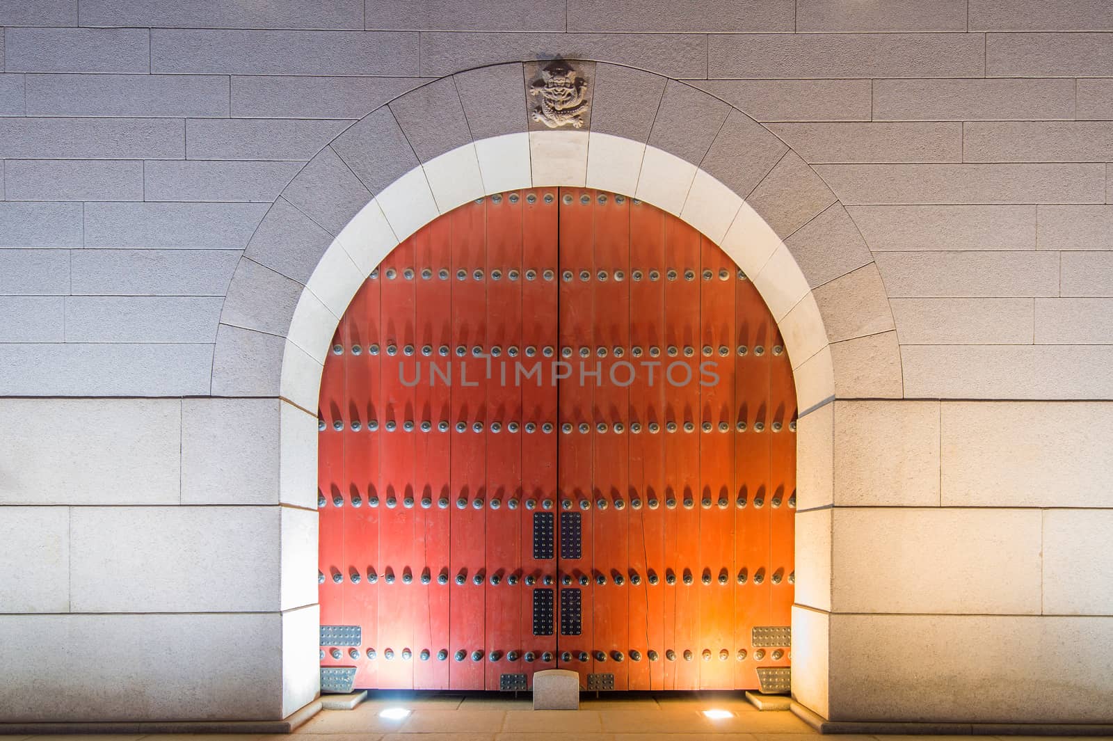 The Door of Geyongbokgung Palace at night in Seoul, South Korea. by gutarphotoghaphy