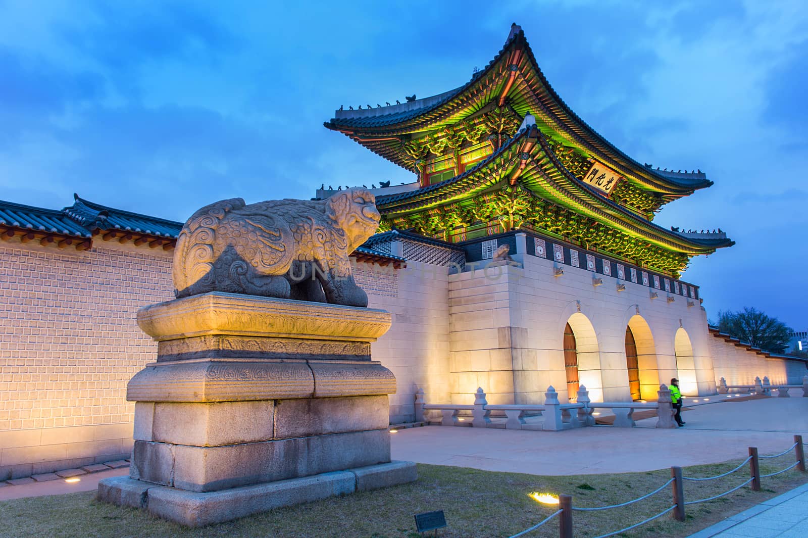 Gyeongbokgung palace at night in Seoul, South Korea. by gutarphotoghaphy