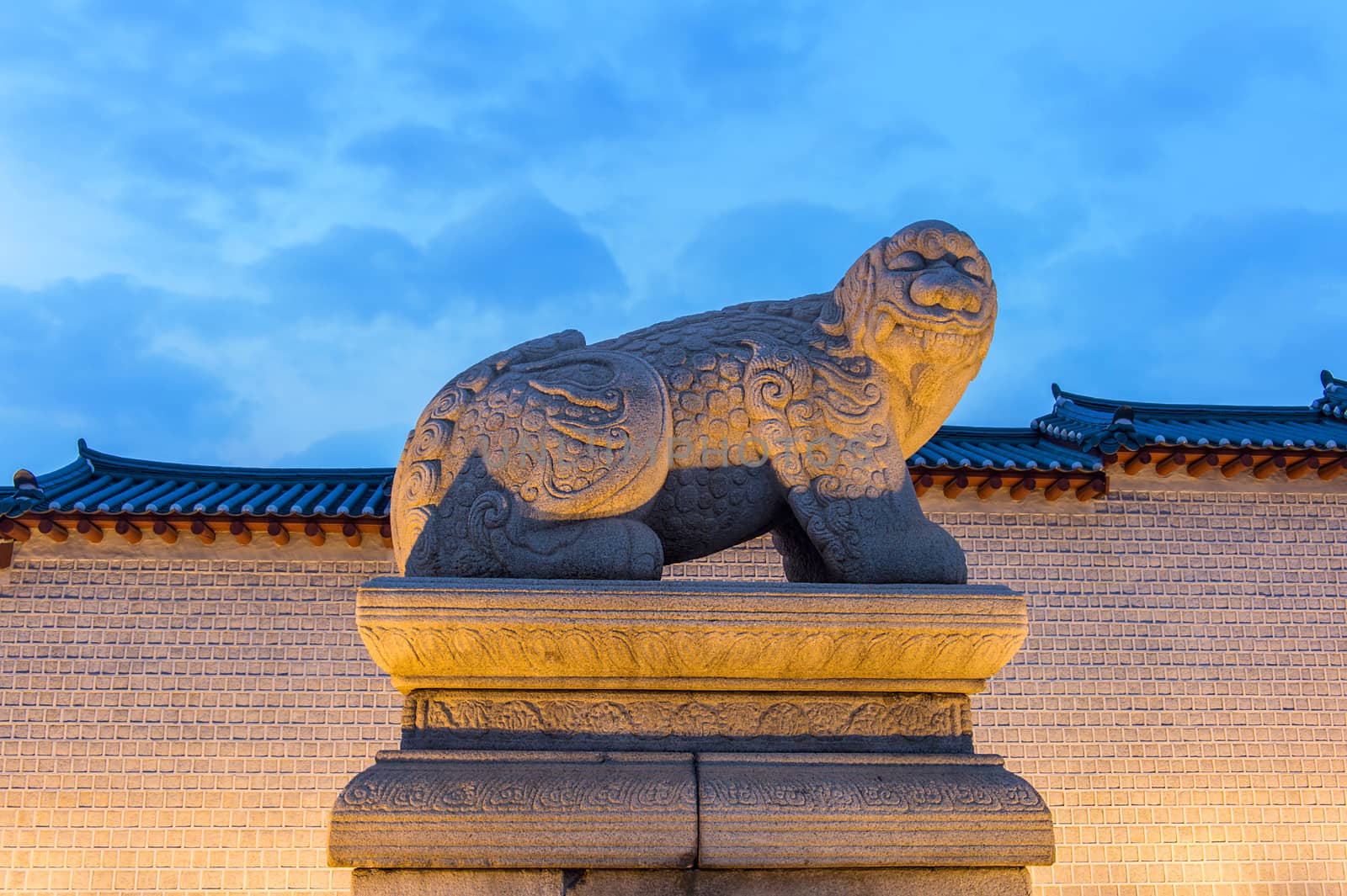 Gyeongbokgung palace at night in Seoul, South Korea. by gutarphotoghaphy