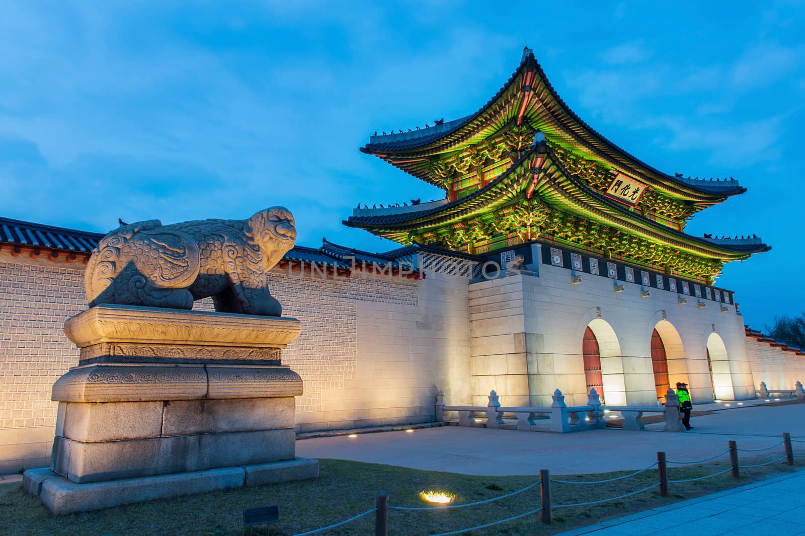 Gyeongbokgung palace at night in Seoul, South Korea. by gutarphotoghaphy