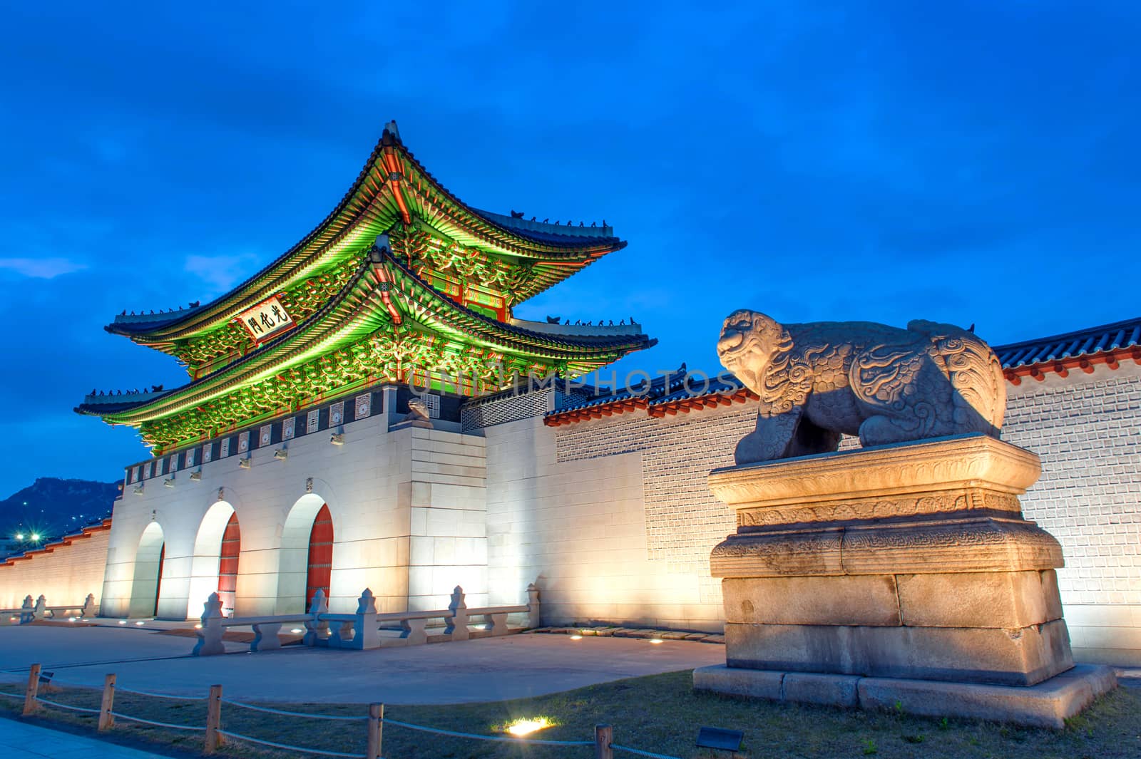 Gyeongbokgung palace at night in Seoul, South Korea. by gutarphotoghaphy