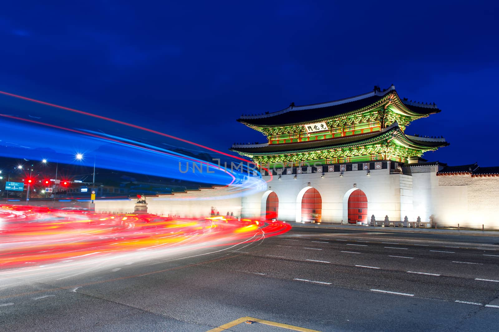 Gyeongbokgung palace at night in Seoul, South Korea. by gutarphotoghaphy