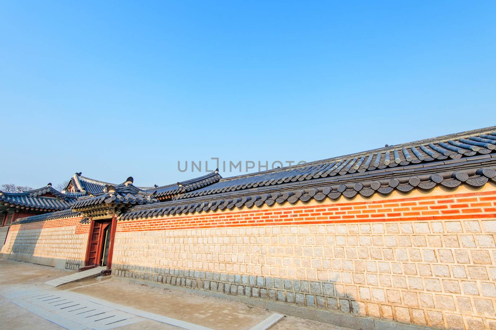 Roof of Gyeongbokgung palace in Seoul, Korea