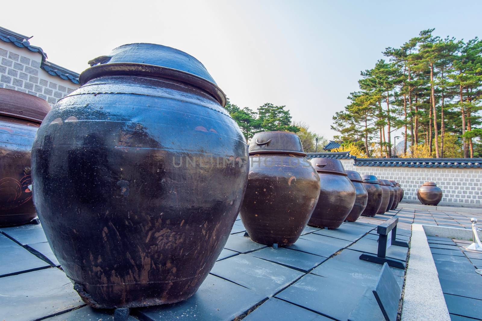 Jars or kimchi jars in South Korea. by gutarphotoghaphy