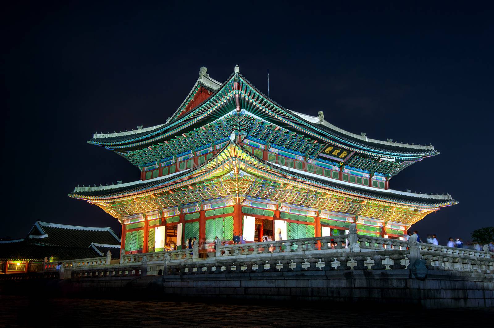 Gyeongbokgung Palace and Milky Way at night in seoul,Korea. by gutarphotoghaphy