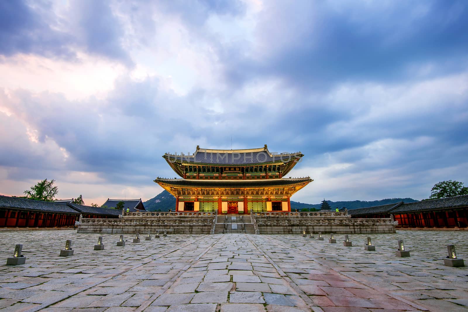 Gyeongbokgung palace at night in Seoul, South Korea. by gutarphotoghaphy