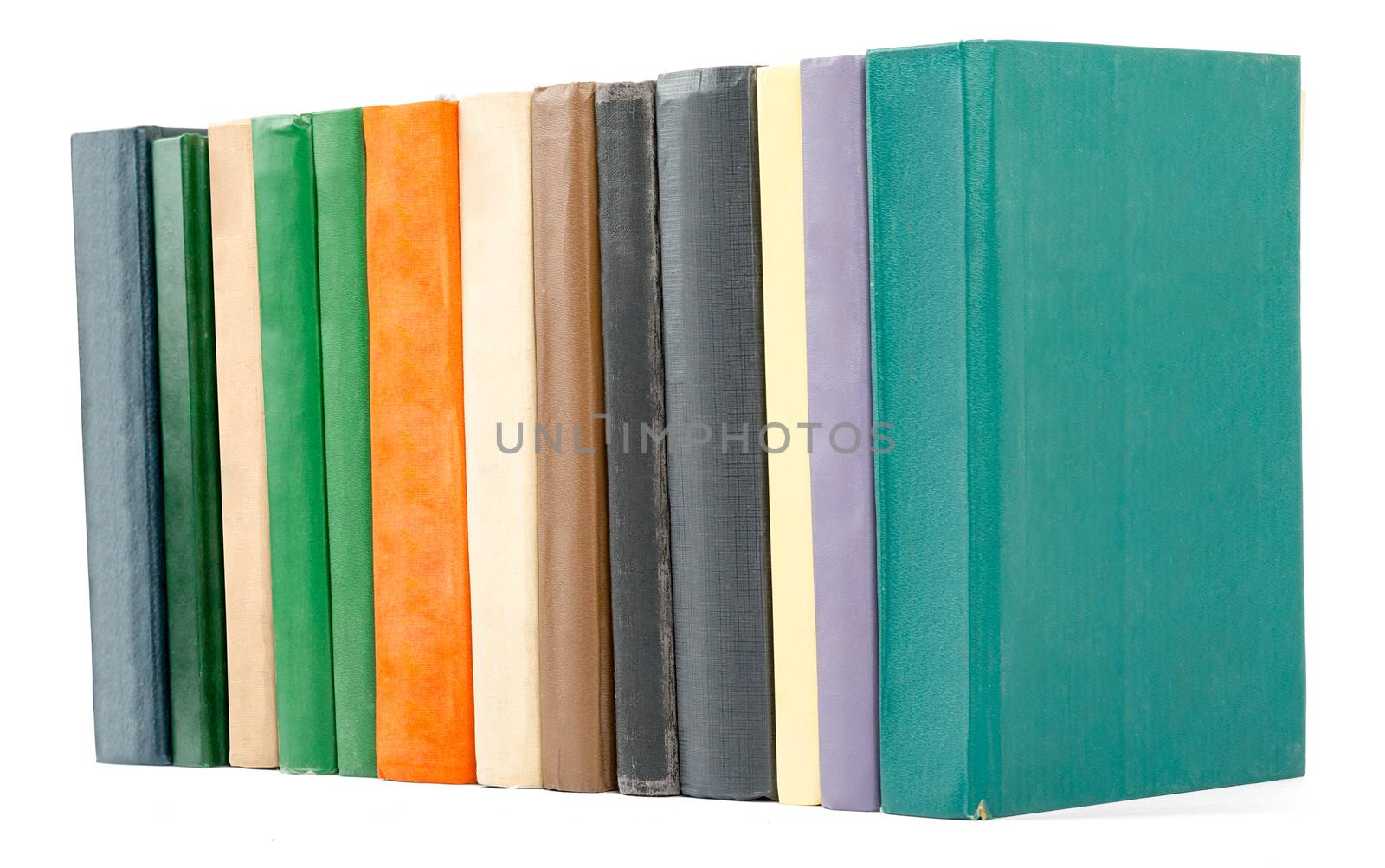 Set of colorful books isolated on white background