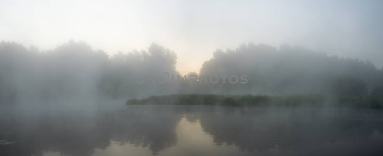 landscape with natural fogy river, nature series