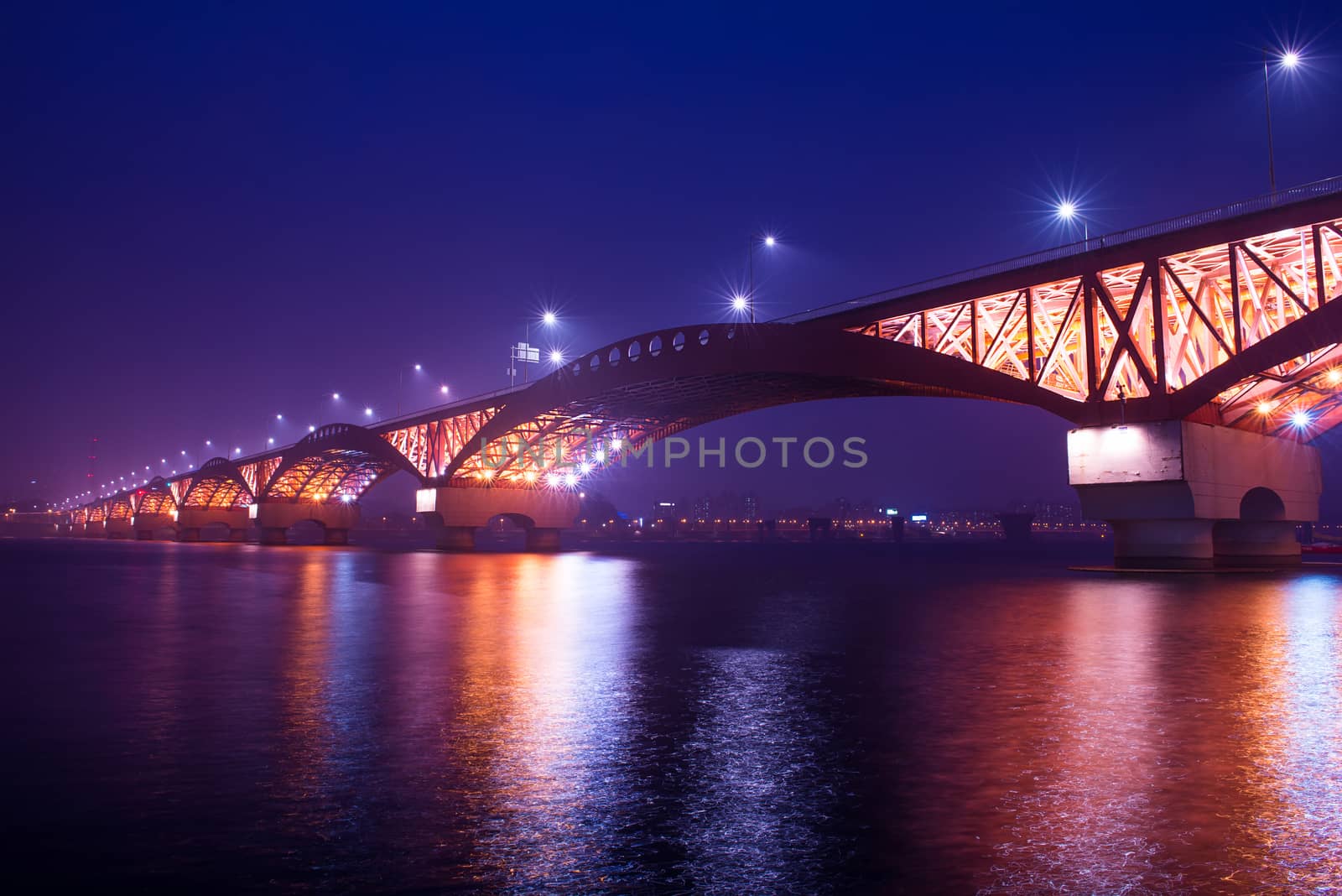 seongsan bridge at night in korea