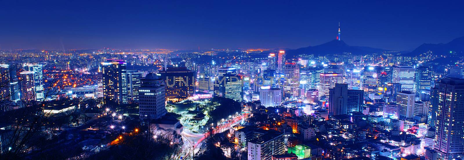 South Korea skyline at night.