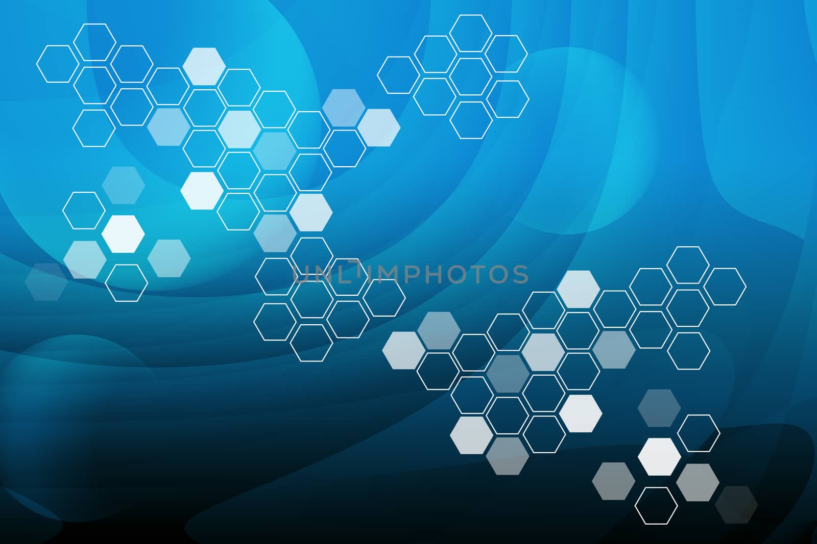 Abstract blue background with light spots and rounds