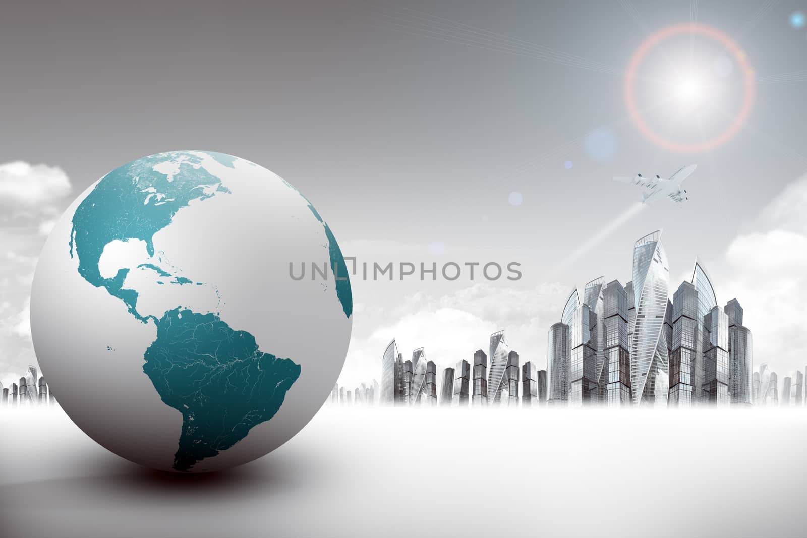 Earth globe with city by cherezoff