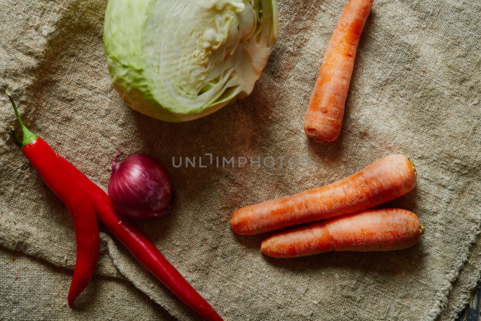 Rustic vegetables on the table by shivanetua