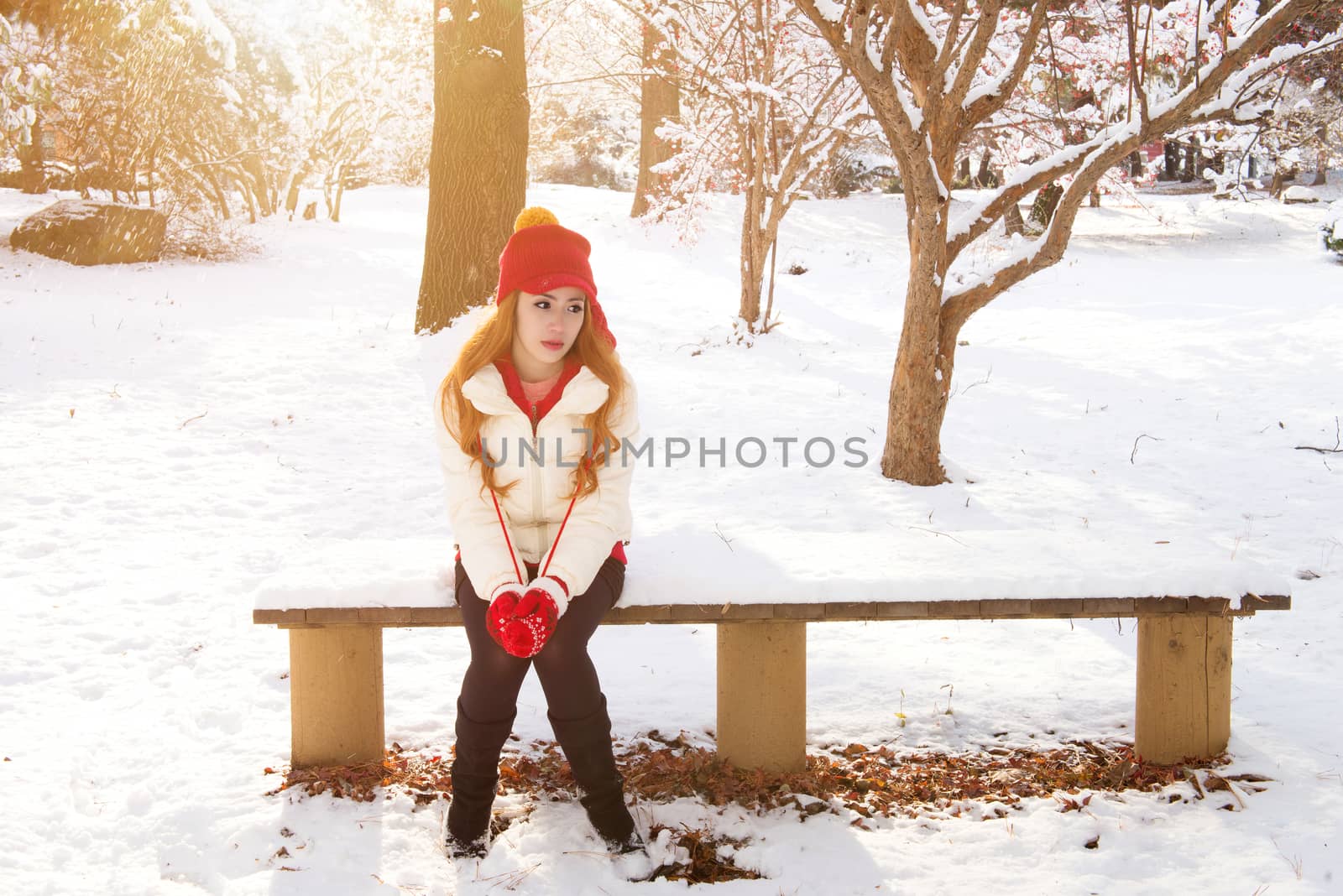 Beautiful young woman in the winter. by gutarphotoghaphy
