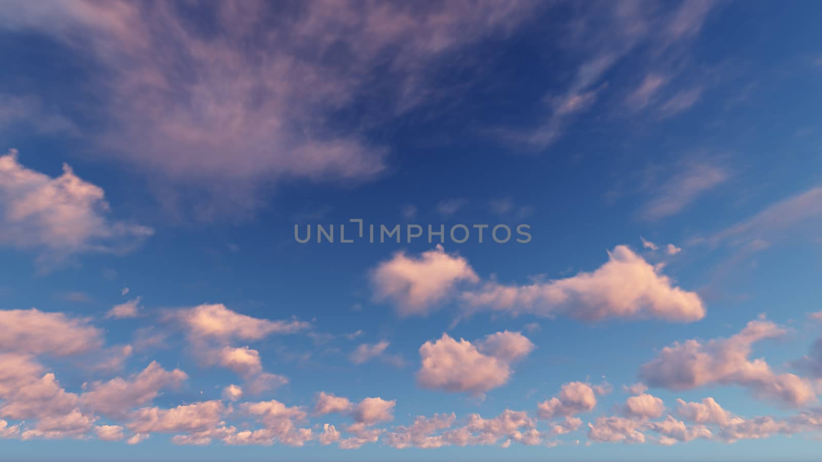 Cloudy blue sky abstract background, blue sky background with tiny clouds, 3d illustration