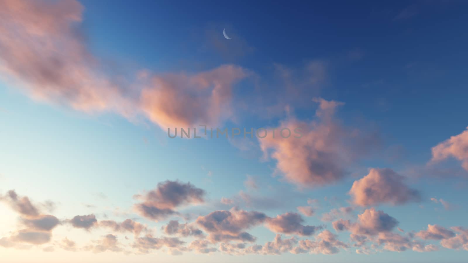 Cloudy blue sky abstract background, blue sky background with tiny clouds, 3d illustration