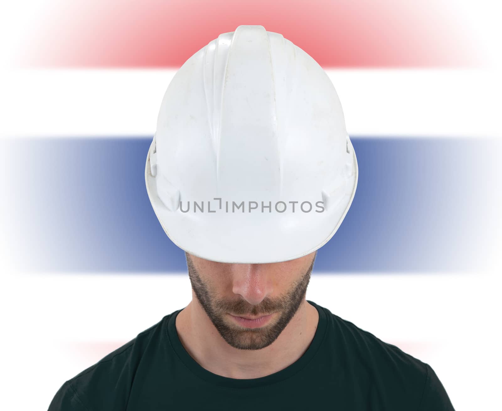 Engineer with flag on background - Thailand by michaklootwijk