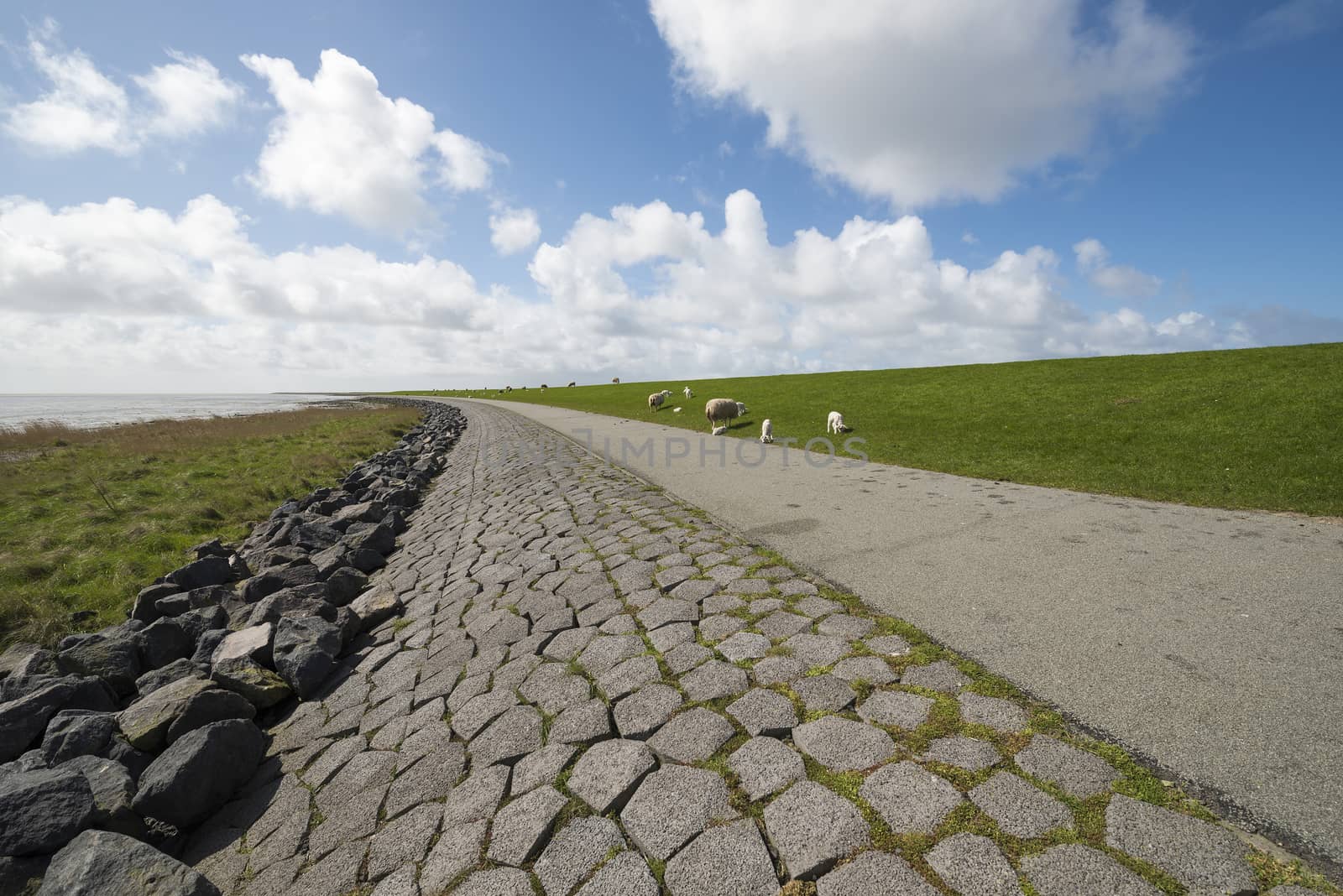 The so-called Wadden dyke on the island of Terschelling in the North Sea in the Netherlands part of the UNESCO World Heritage Program.
