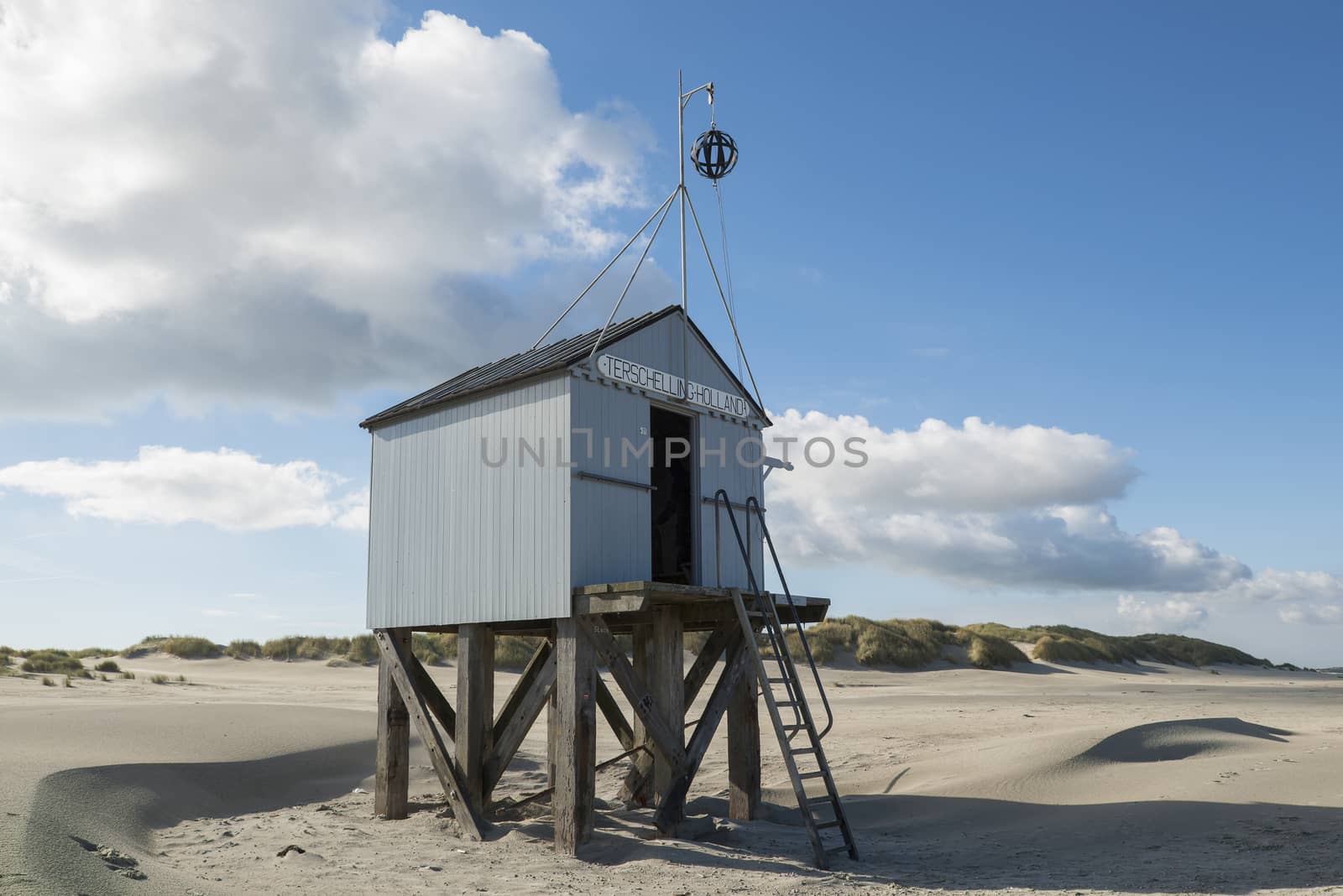 Famous authentic wooden beach hut, for shelter, on the island of Terschelling in the Netherlands.
