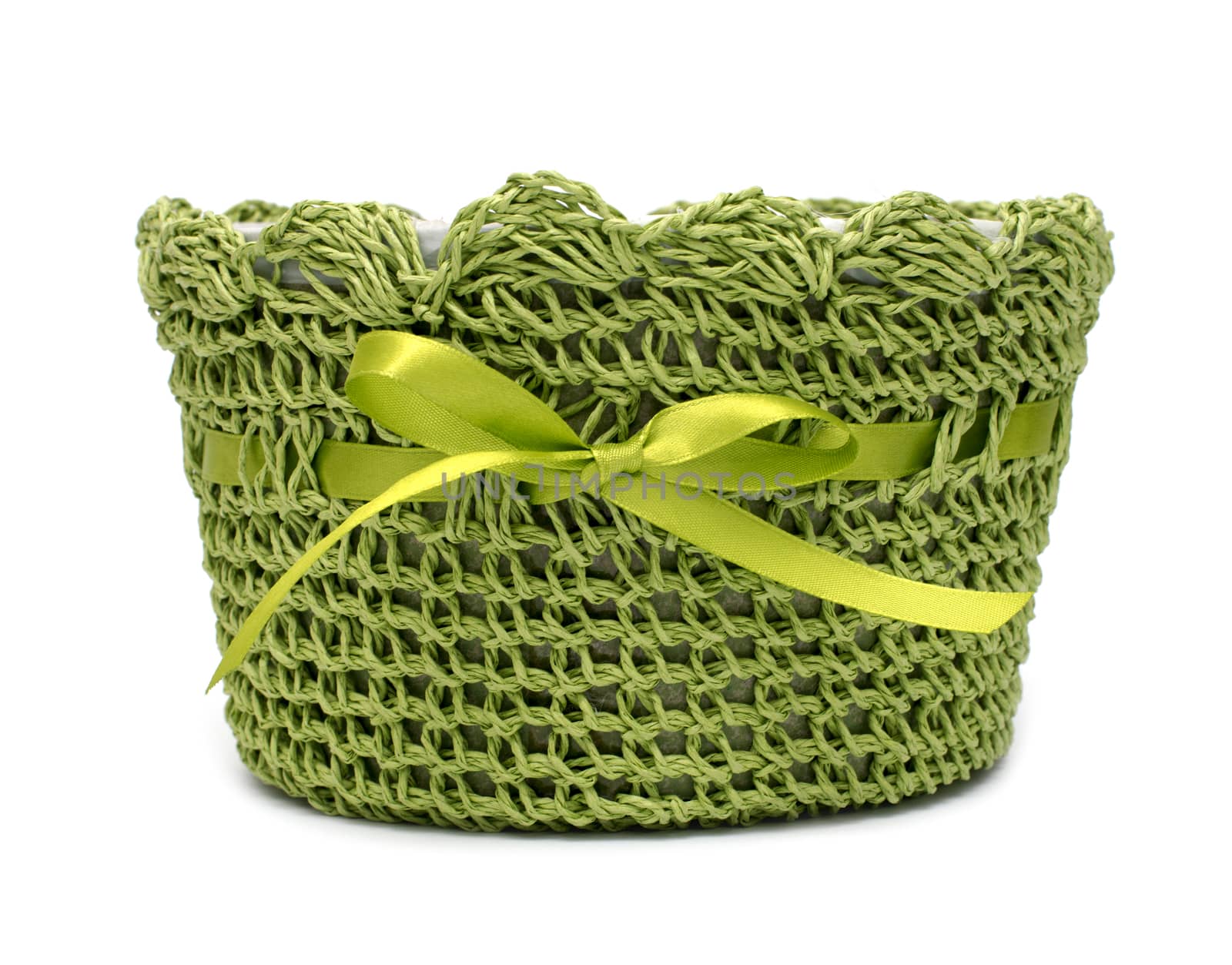 Green empty basket on a white background