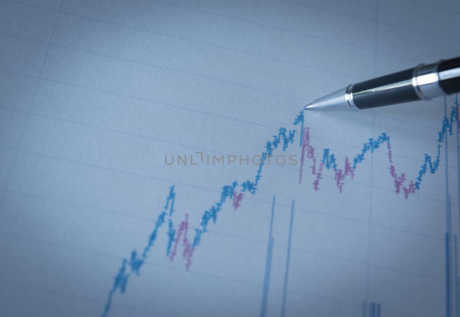 business graph in up trend. blue tone.business concept.