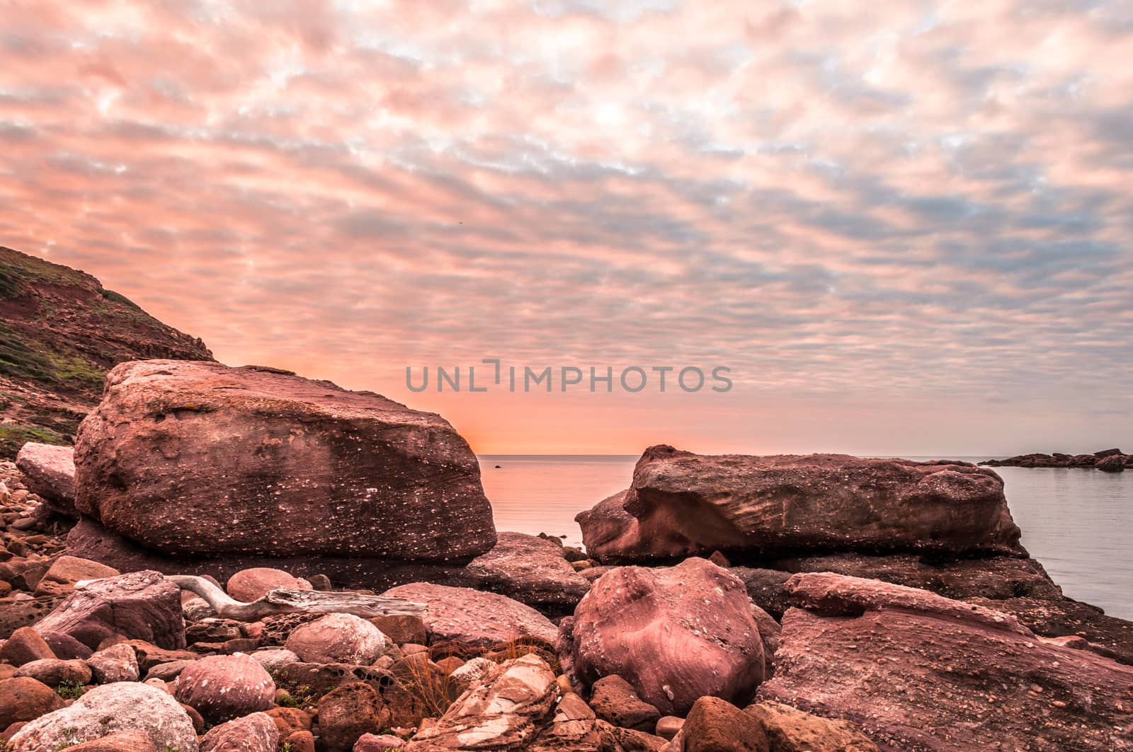 Landscape of the coast of Sardinia, Porticciolo at sunset